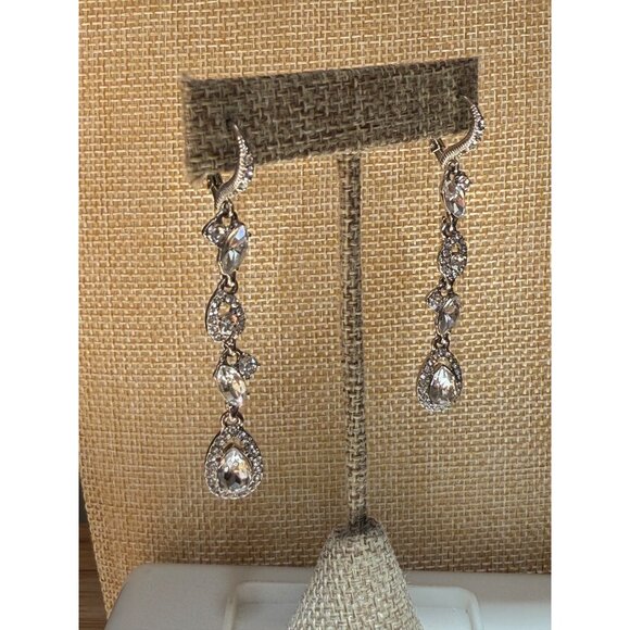 Givenchy Silver-Tone Pavé Crystal Open Pear Linear Drop Earrings - Picture 10 of 16